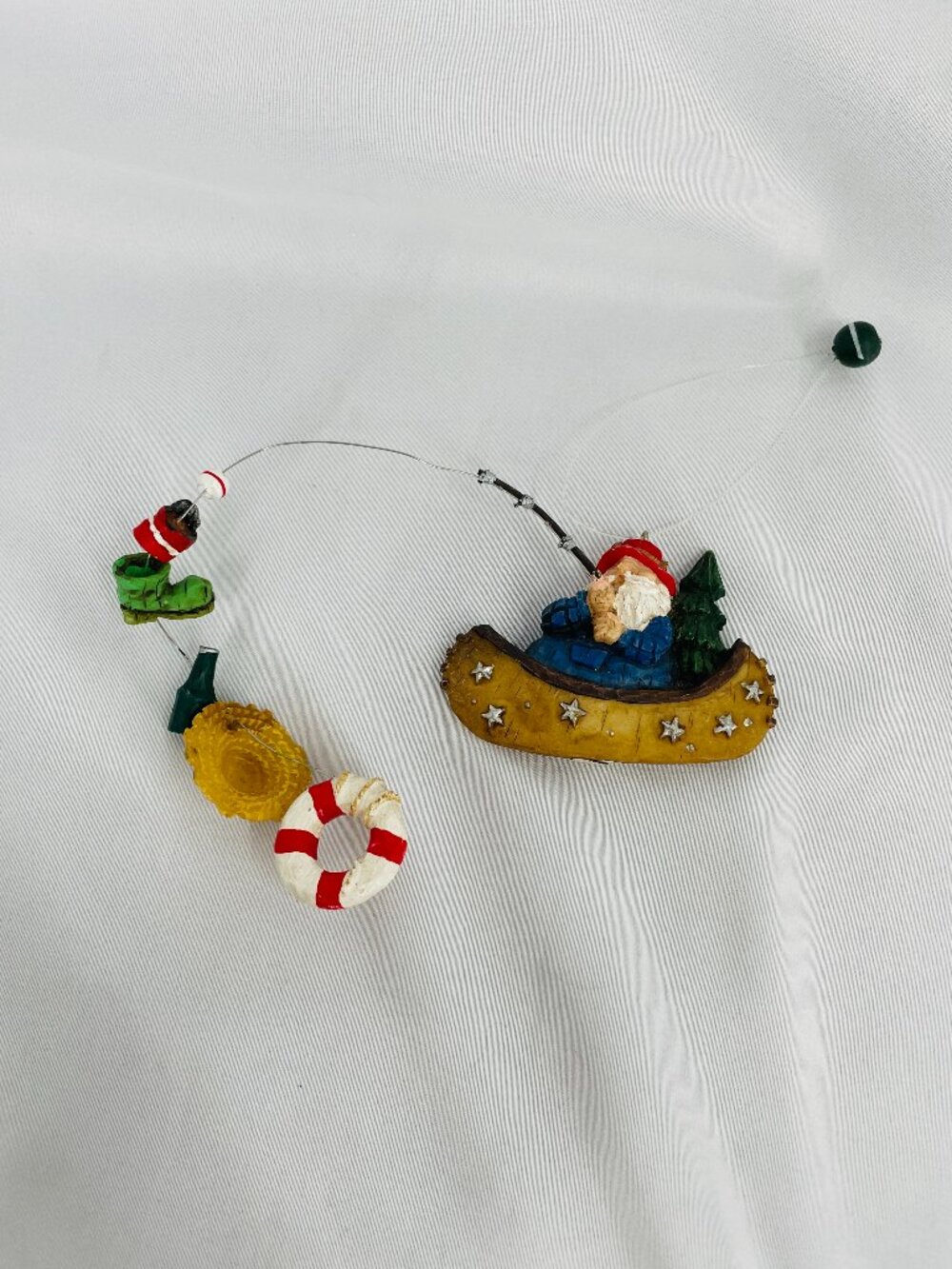 Gnome Fishing in Canoe Christmas Ornament